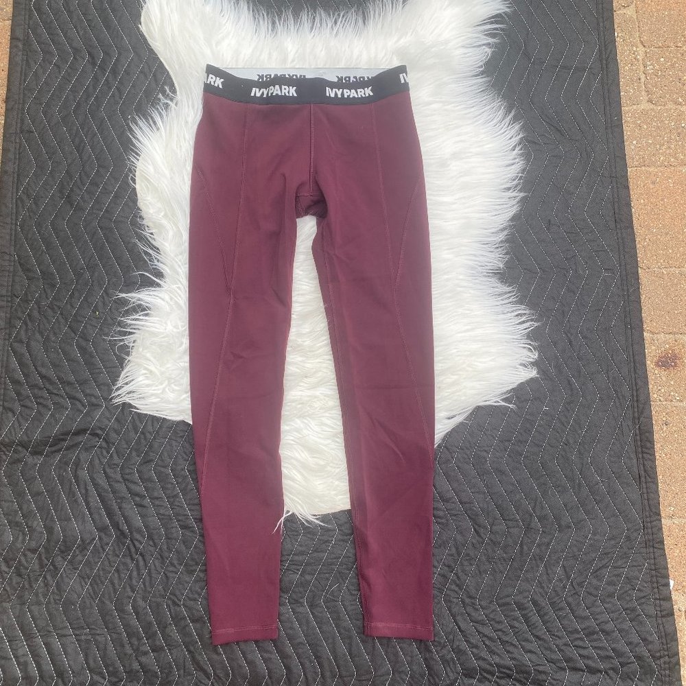 Ivy Park Low Rise Logo Leggings Burgundy Gem